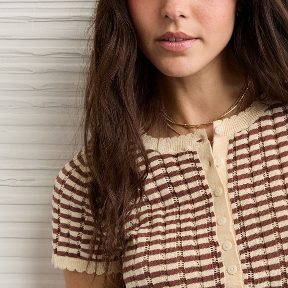 AE Henley Pointelle Sweater T-Shirt - Picture 8 of 8